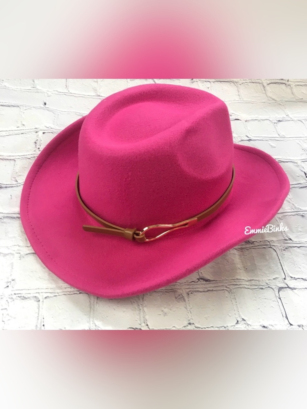 New Hot Pink Fedora Style Cowboy Cowgirl Western Belt Hat